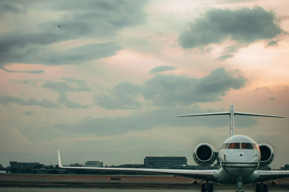 Business jet on a quiet ramp at dusk