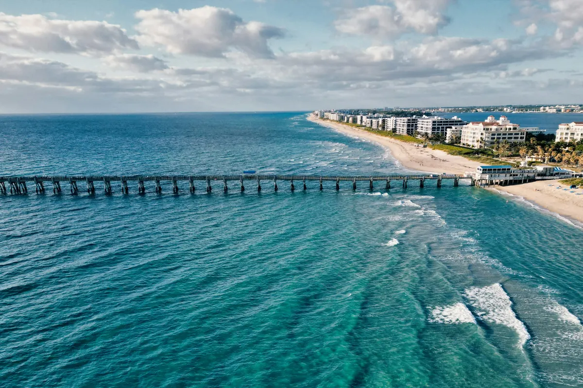 Palm Beach pier and coastline from the air